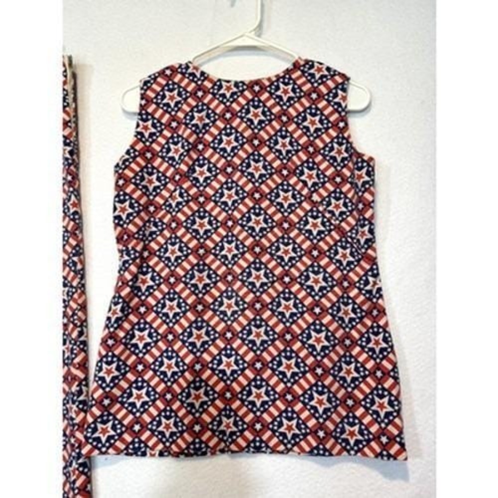 Vtg Handmade Women's 2 Pc Outfit USA Patriotic American Flag Small - Picture 4 of 16